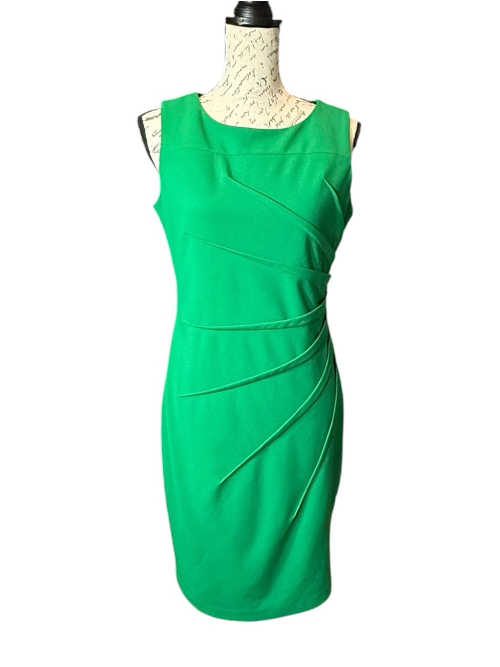Calvin Klein Green Sheath Classic Sleeveless Dress Size 10